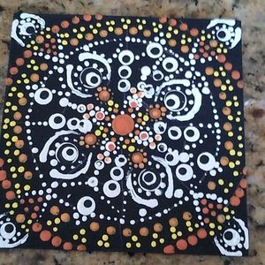 Hand Painted Mandala 4"x4" wood square